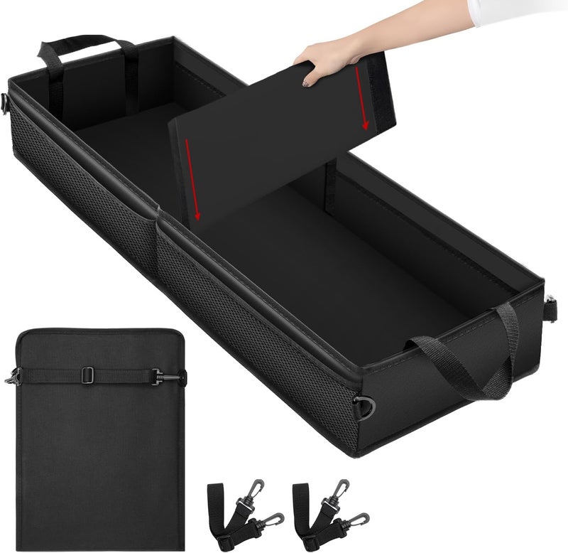 AUTOFIT Under Seat Truck Organizer Storage Box with 1 Removable Divider & 5 Storage Mesh Bag, Collapsible Trunk Organizer for Car, SUV, Truck, or Van(Full Size Trucks) Two large storage compartments - Image 1